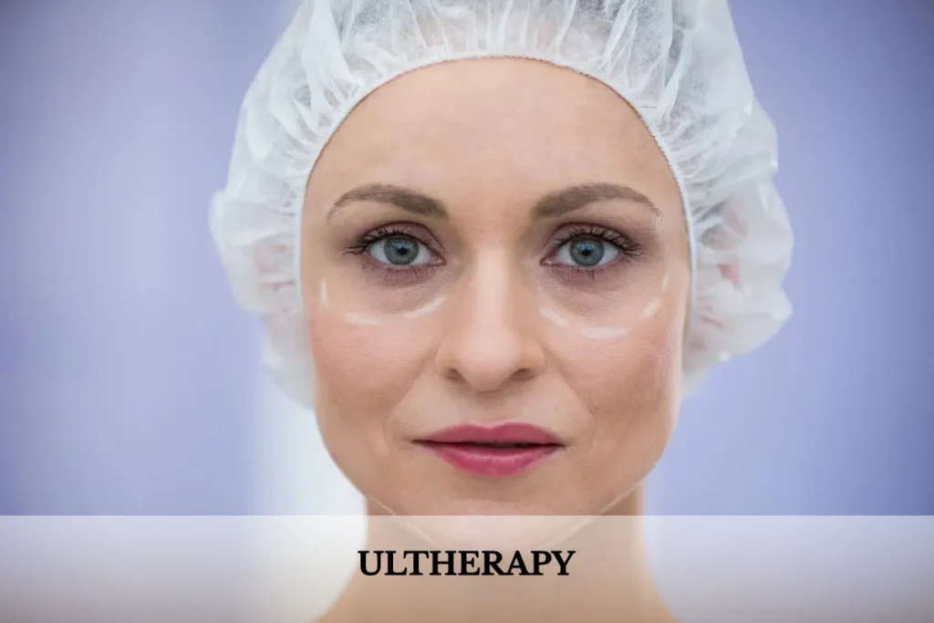 mujer con gorro preparada para ultherapy lifting tratamiento avanzado